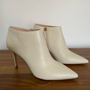 NIB J.Cew Cream Heeled Leather Ankle Booties